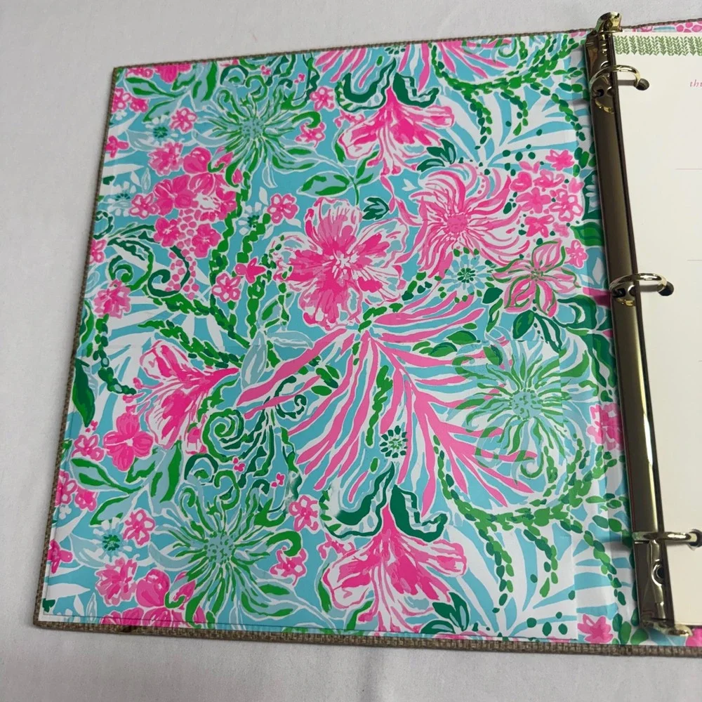 Lilly Pulitzer Large Agenda Planner Binder Floral Gold Ring 12x10 Refillable